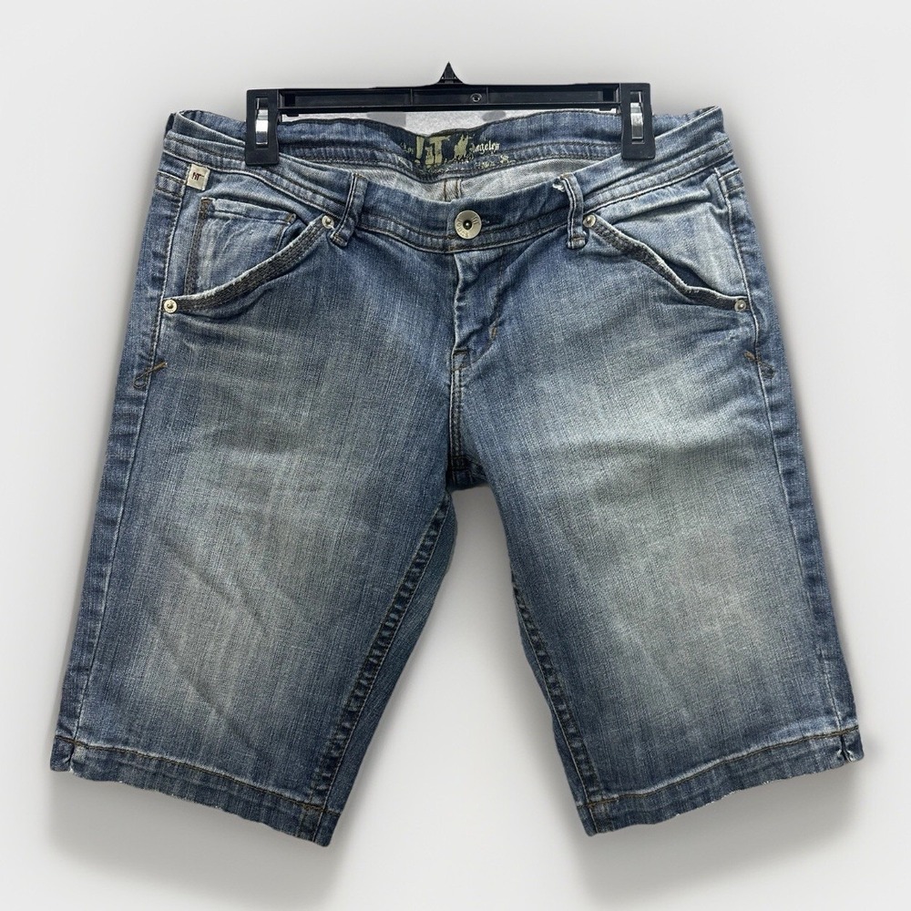 IT Jeans Bermuda Shorts‎ Women 31 Flap Button Pockets Stretch Boho Y2K Mom 90s